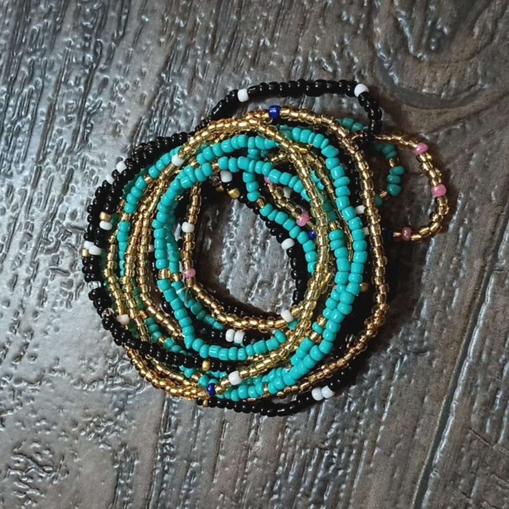 3pc Glass Color block Waistbeads